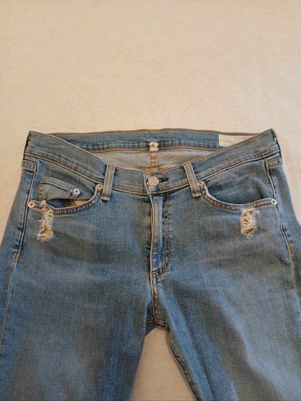 rag & bone 30 Everton Women’s Blue Skinny Jeans - Distressed Mid Wash Revolve - Picture 5 of 16